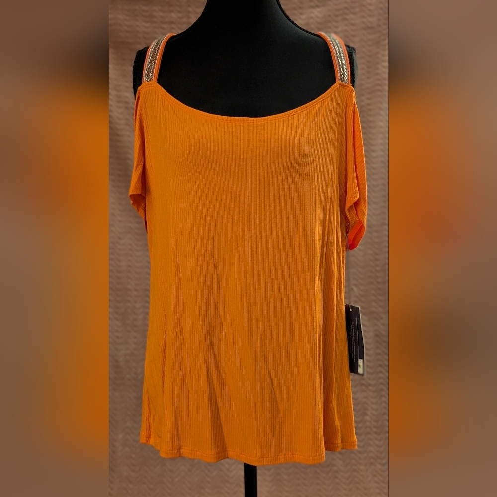 NWT Jennifer Lopez Women's Cold Shoulder Short Sleeve Top JLO Size XL